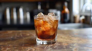 Glass Filled With Ice and Coffee Beans photo