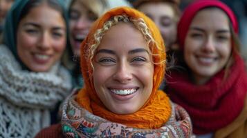 Woman With Glasses and Headband Smiling photo