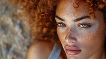 Close Up Portrait of Woman With Freckles photo