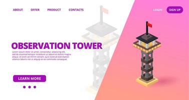 Web template with a observation tower. vector