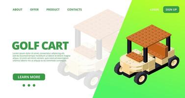 Web template with a golf cart. vector