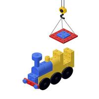 Locomotive production concept on white background. vector