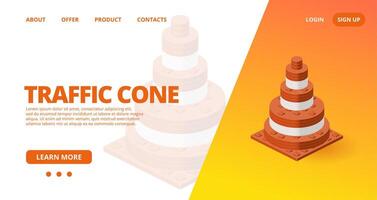 Web template with a traffic cone. vector