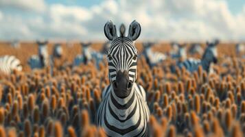 Herd of Zebra Standing Side by Side photo