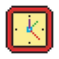 Wall clock in pixel art style vector