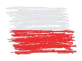 Poland flag with paint brush strokes vector