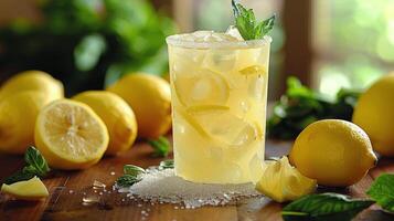 Mason Jars Filled With Lemonade photo