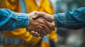 Close-Up of Two People Shaking Hands photo