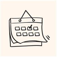Calendar doodle. Calendar schedule hand drawn sketch style icon with illustration style doodle and line art vector