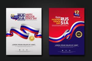 Set poster design Russia happy Independence Day background template vector