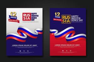 Set poster design Russia happy Independence Day background template vector