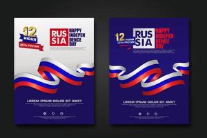 Set poster design Russia happy Independence Day background template vector