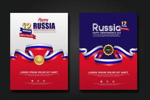 conjunto póster diseño Rusia contento independencia día antecedentes modelo vector