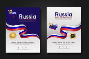 Set poster design Russia happy Independence Day background template vector
