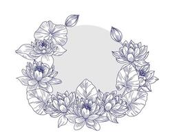 Hand Drawn Water Lily Flower Wreath vector