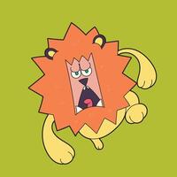 a cartoon drawing of a lion with a face that says angry. vector