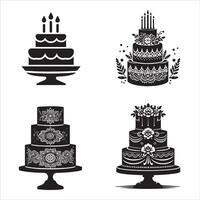 birthday cake silhouette icon graphic logo design vector