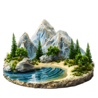 Isolated Mountain Lake with Transparent Background png