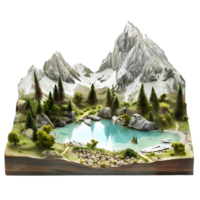 Transparent Cutout of Landscape with Lake and Mountains png