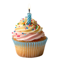 Transparent Cutout of Celebration Cupcake with Candle png