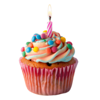 Birthday Cupcake with Candle Isolation Clear Background png