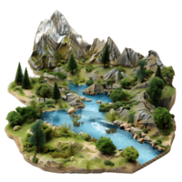 Isolated Landscape Lake and Mountains on Transparent Background png