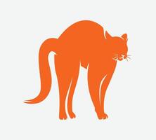 orange cat silhouette on white background. for logo, icon, print, and more. graphic illustration. vector