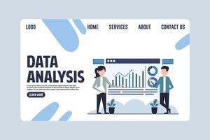 Modern Data Analysis Landing Page Design Illustration for Business vector