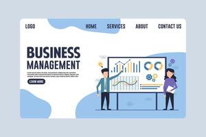 Professional Business Data Analysis Landing Page Design Illustration vector