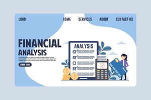Financial Data Analysis Services Webpage Design Illustration vector