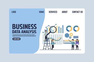 Business Data Analysis Landing Page Design Illustration vector