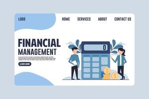 Landing Page Financial Management Design Illustration for Business vector