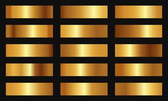 Set of golden metallic gradient template design decoration on black background vector