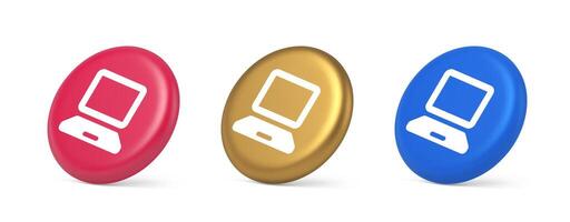 Computer network connection button digital information browsing 3d realistic isometric circle icon vector