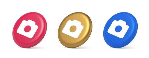 Camera multimedia application content creation digital button 3d realistic isometric circle icon vector