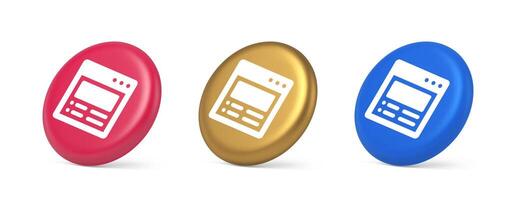 Internet document tax form banking account web page button virtual browsing interface 3d isometric circle icon vector