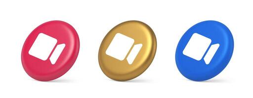 Camera photo shooting multimedia content creation button 3d realistic isometric circle icon vector
