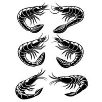 Shrimps, isolated elements for design on a white background vector