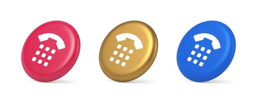 Phone call button application handset mobile contact communication 3d realistic isometric circle icon vector