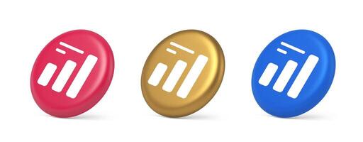 Bar graph business analyzing button diagram profit progress stock market stats 3d isometric circle icon vector