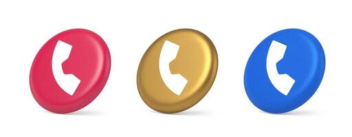 teléfono llamada contacto voz comunicación botón web solicitud diseño 3d realista isométrica circulo icono vector