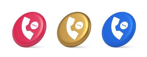 Phone consulting live chat emergency help assistance button web app design 3d realistic isometric circle icon vector