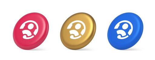 Customer support helpdesk assistance button call helpline connection 3d realistic isometric circle icon vector