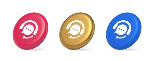 Customer support live chat service button information messaging consulting 3d isometric circle icon vector