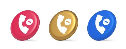 Phone call delete contact communication button voice conversation web interface app 3d isometric circle icon vector