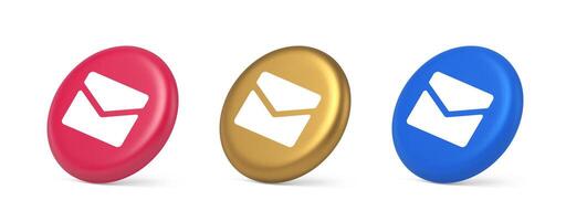 Newsletter inbox chat message button remotely communication digital notification 3d isometric circle icon vector