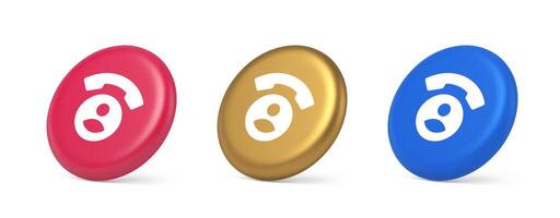 Contact phone call voice communication button dialog assistance helpline consulting 3d isometric circle icon vector