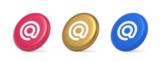 Email address digital symbol button internet chatting cyberspace communication 3d isometric circle icon vector