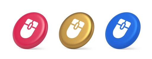Mouse computer scrolling device cursor button click control cyberspace interface 3d isometric circle icon vector