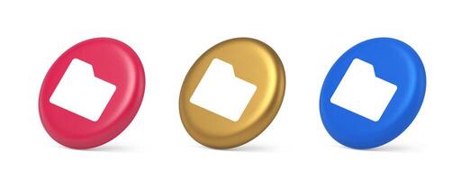File folder archive directory button cyberspace digital document storage organizing 3d isometric circle icon vector